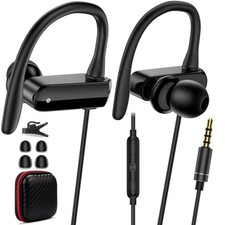 Wired Over Ear Earbuds with Microphone Ear Hook,3.5mm Sport Headphones Wired ...