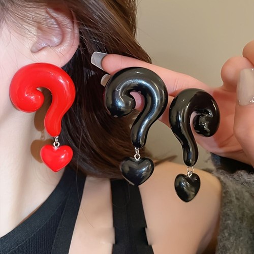 Heart-Shaped Exaggerated Drop Earrings Valentine's Day Earrings Party