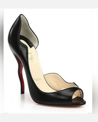 Christian Louboutin Wavy D'Orsay 100mm Black Leather and PVC, EU 37 