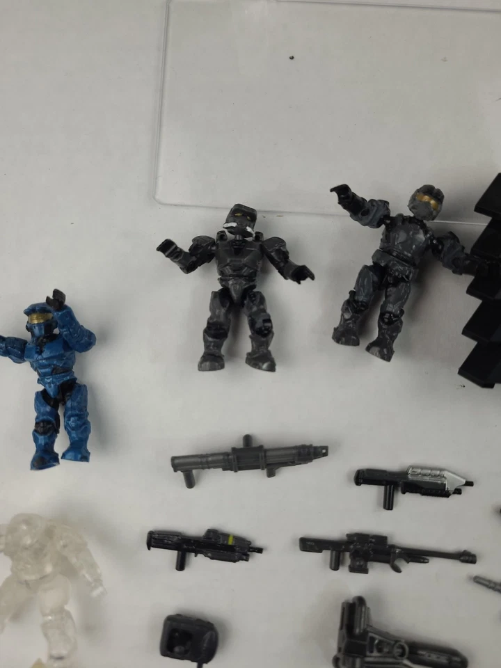 LOTE HALO MEGA CONSTRUX BLOKS FIGURAS ARMAS SOLDADO TRANSLÚCIDO ROJO NARANJA Foto 3 de 4