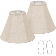 Seaside Village Set of Two Bell Beige Lampshades 6" Tx13"Bx10"H