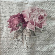 2 luncheon paper napkins for decoupage Sagen Vintage Rose Poem pink flowers