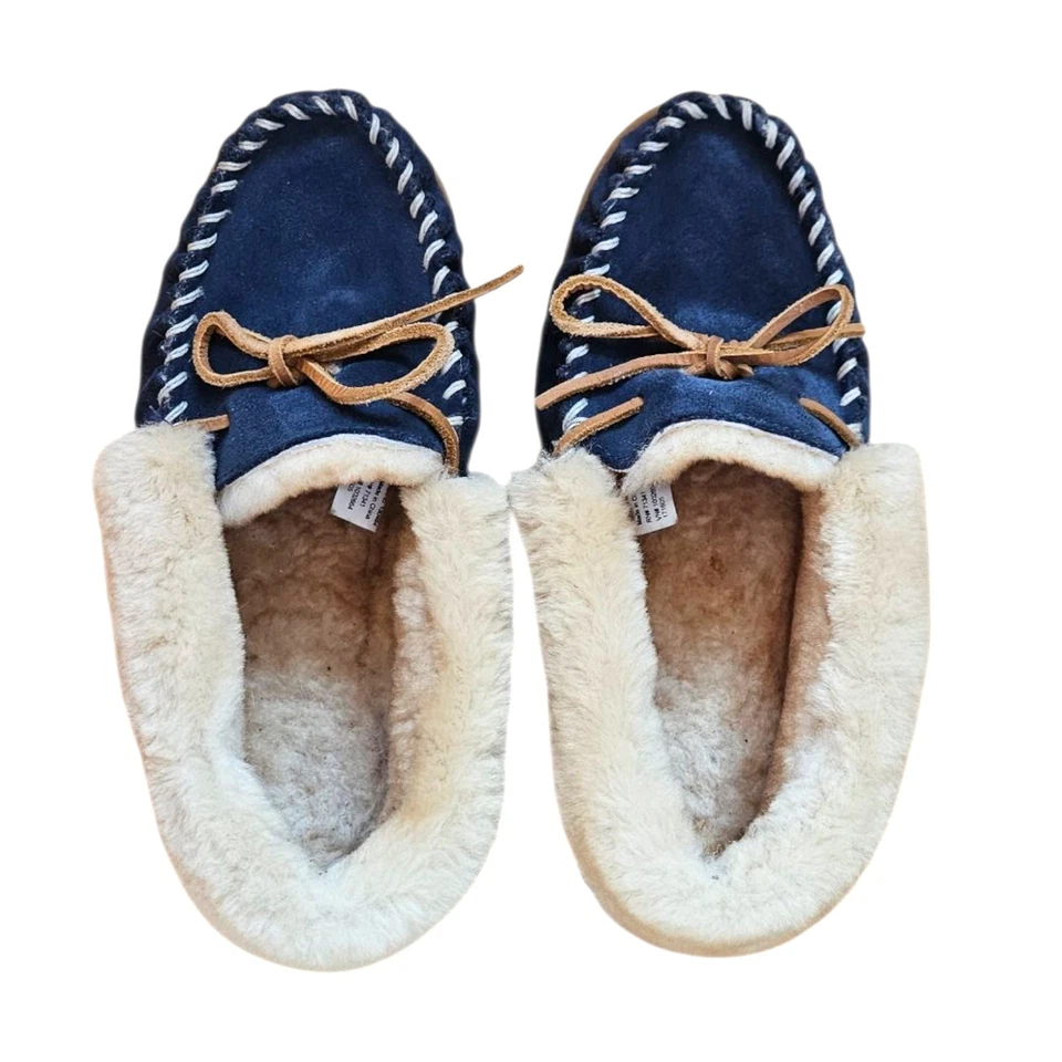 ¡En muy buen estado! Zapatillas de mocasín L.L.Bean para mujer de gamuza forradas en piel de oveja azules talla 8  Foto 4 de 4