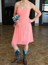 David's Bridal Strapless Pink Bridesmaid Dress Size 2