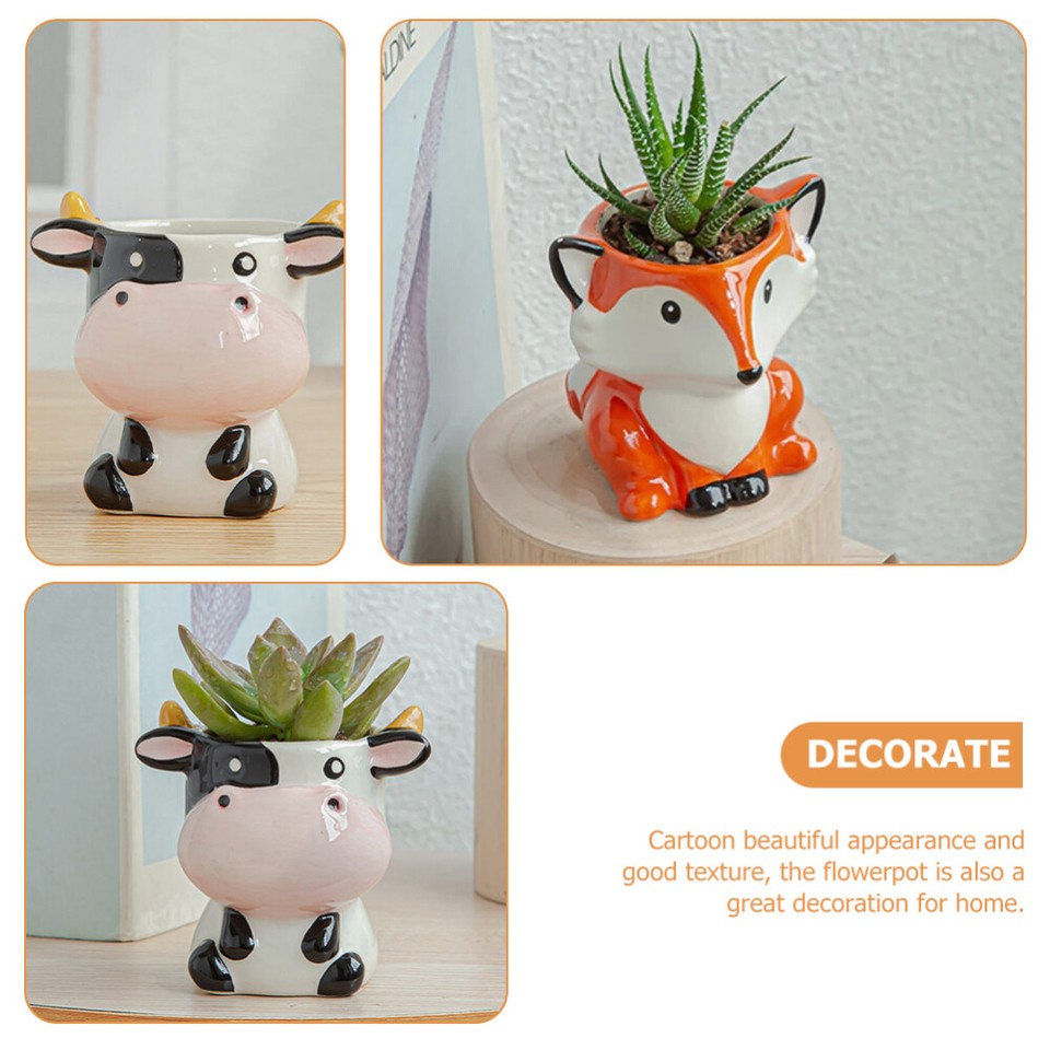 2 Pcs Small Bonsai Pots for Plants Animal Head Flower Office eBay