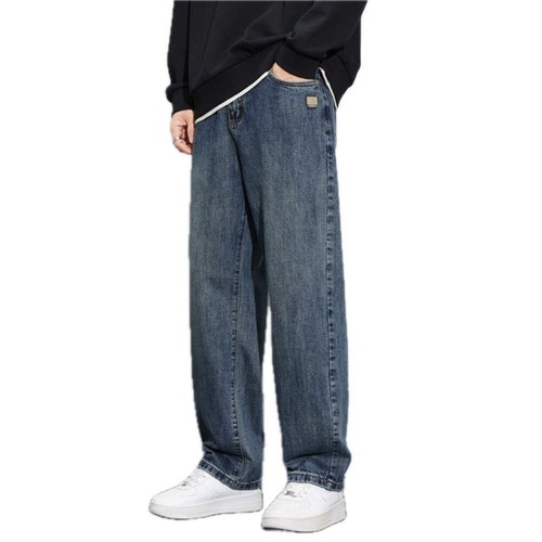 Men's Denim Pants Wide Leg High Street Trousers Loose Straight Fit Casual Pants - Picture 21 of 113