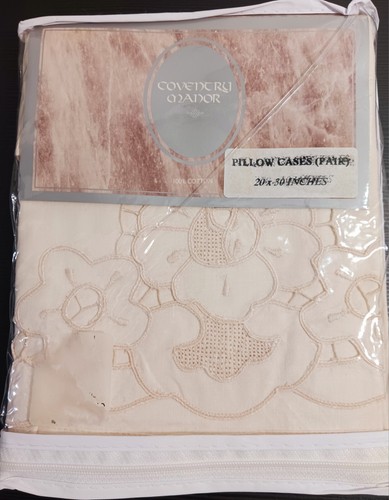 Coventry Manor Pillowcases Battenburg Cutout Standard Size PAIR NWT Renaissance - Picture 5 of 13