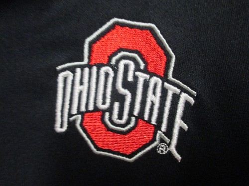 OHIO STATE BUCKEYES BRAND MENS POLO SHIRT (LARGE) NWT $50 BLACK W/RAISED LOGO - Picture 3 of 4