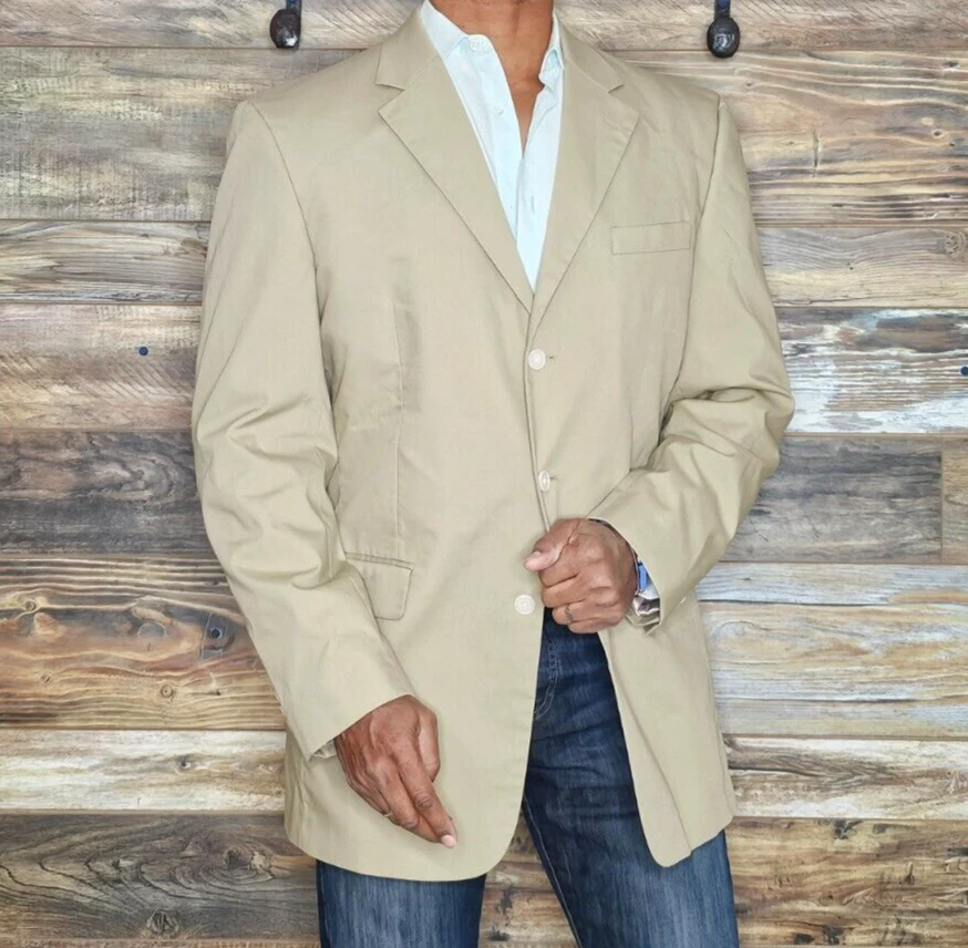 Jos. A. Bank Cotton Blend Tan Blazer Sport Jacket Size 42L *EXCELLENT* - Image 4 of 4