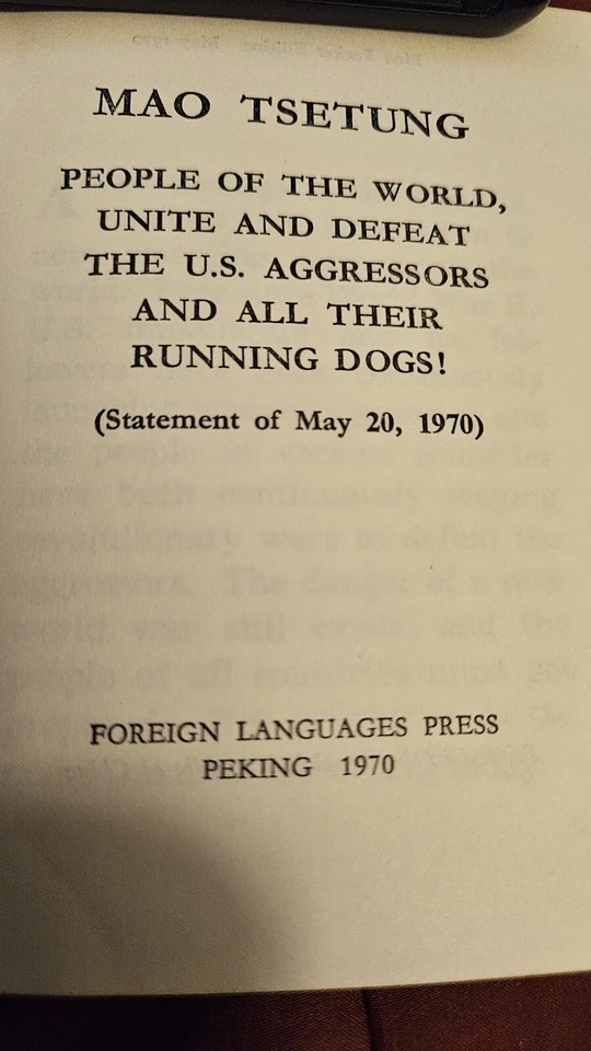 Mao Tse-Tung, PEOPLE OF THE WORLD, UNITE AND DEFEAT THE U.S. AGGRESSORS, Booklet - Image 2 of 4