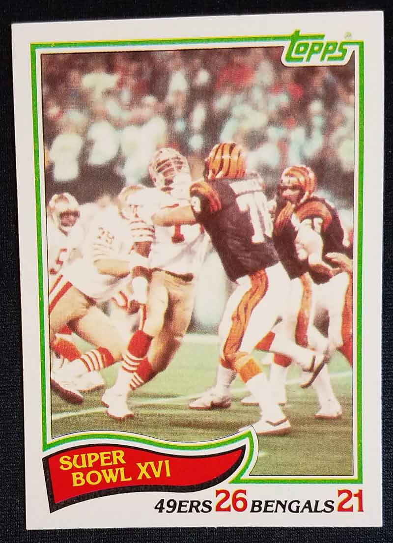 1982 Topps 9 Super Bowl XVI San Francisco 49ers Cincinnati Bengals NM