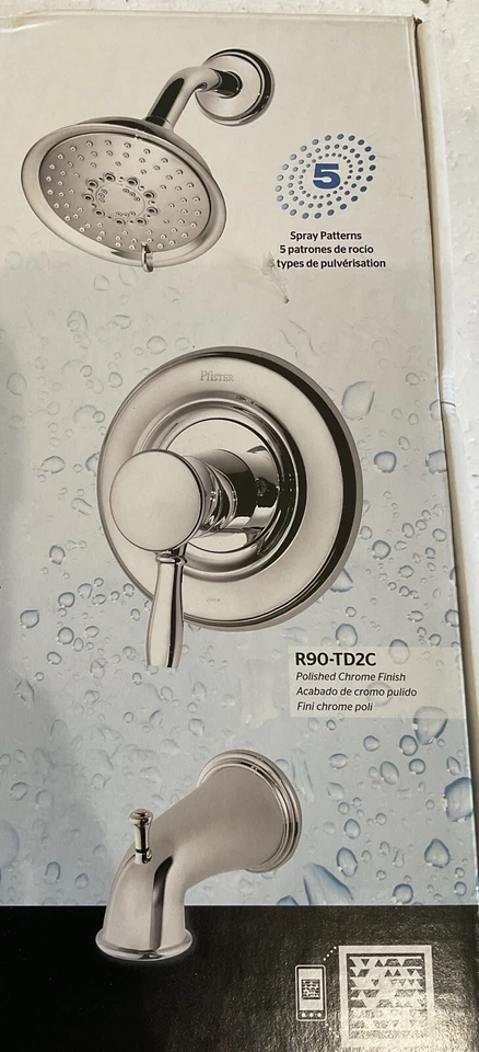Pfister Tub & Shower Trim Polished Chrome Universal R90-TD2C - Image 3 of 4