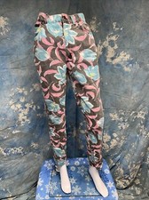 Vtg 1980s Juniors Sunset Blues Chic Floral Black Denim Tapered Leg Pants 27X28