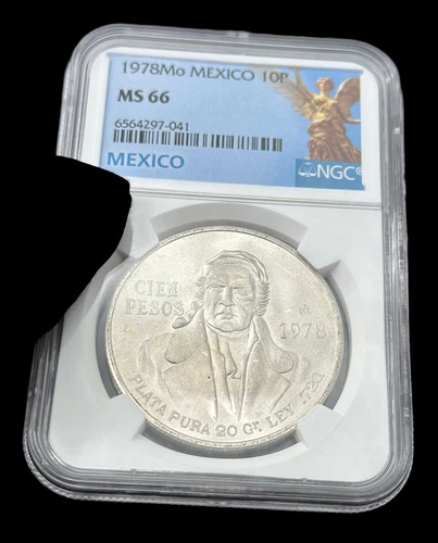 Vintage Silver Mexico Collectible coin 1978-Mo Graded Silver 100P Coin NGC MS66