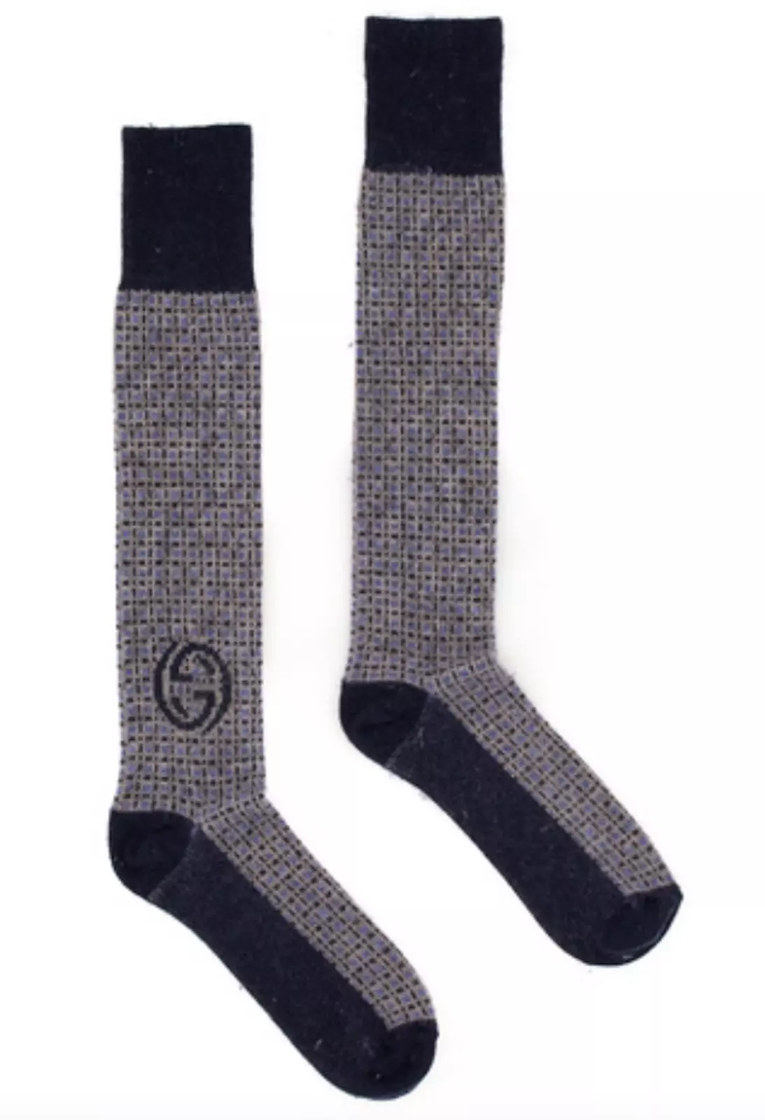 Chaussettes mollet mélange laine Gucci Guttocks bleu imbriqué GG neuves avec étiquettes taille S