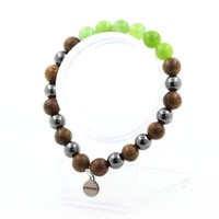Mineralien Und Edelsteine. Armband Perlen Peridot + HäMatit + Holz 8 Mm.