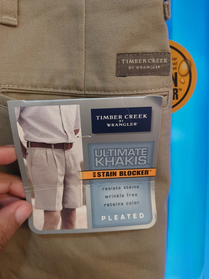 Timber Creek Wrangler хаки шорты мужской размер 38 плиссированные пятна блокатор новый с Ярлыками B92 - Изображение 3 из 4