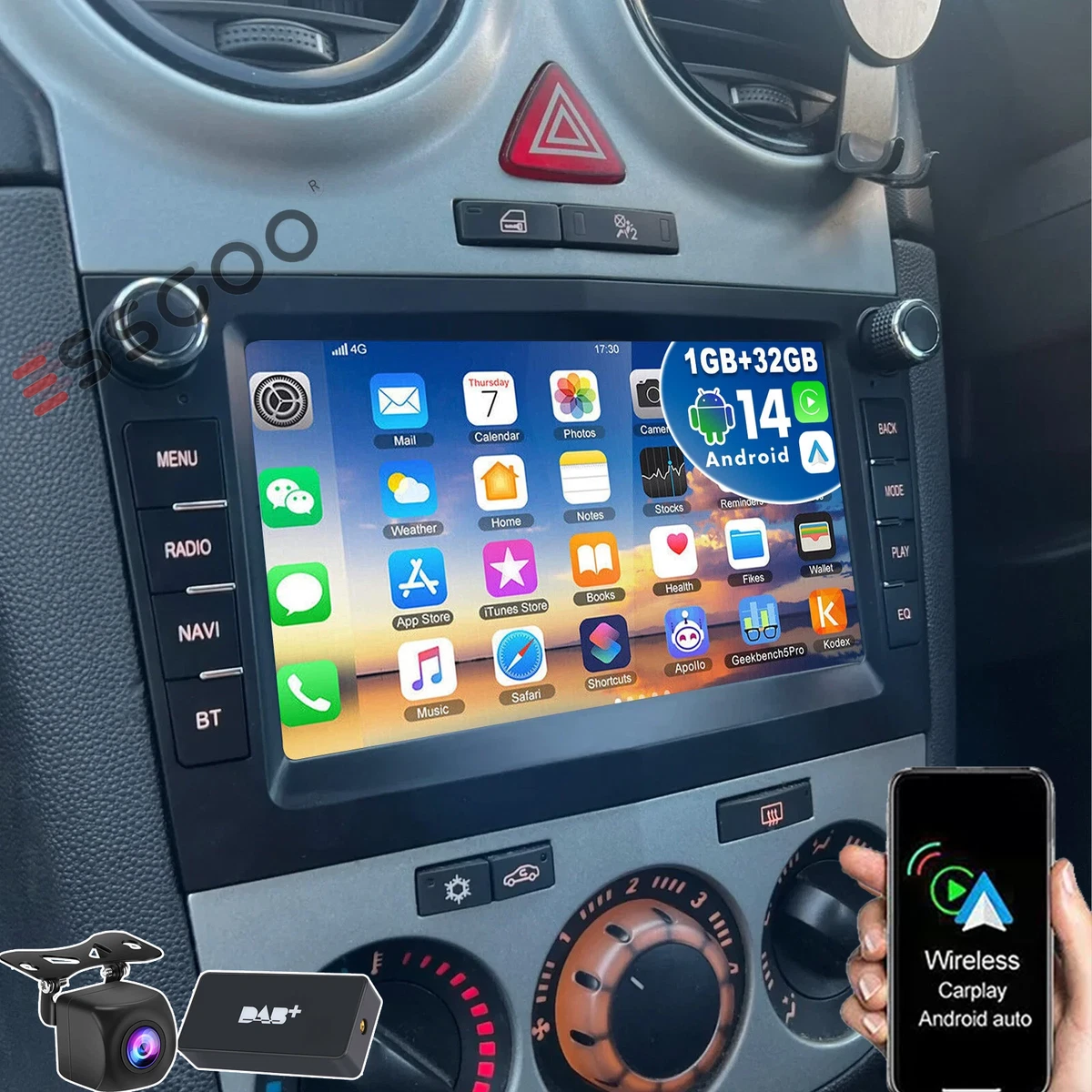 Motorsi 7" Autoradio Per Opel Astra, Antara, Corsa, Zafira – CarPlay Wireless, Android Auto, GPS, WiFi, DAB+ E Telecamera AHD