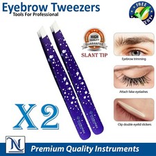 Beauty Eyebrow Tweezers   Professional Slant Tip Stainless Steel Hair Plucker