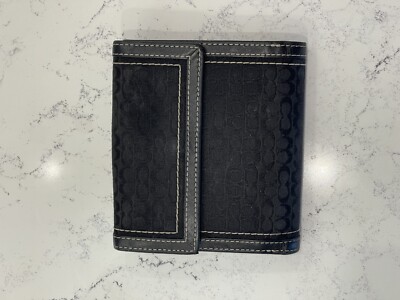 小物 Coach Compact Wallet Soho Black leather Coach Black Leather Soho Wallet Silver Buckle Clutch Wallet W