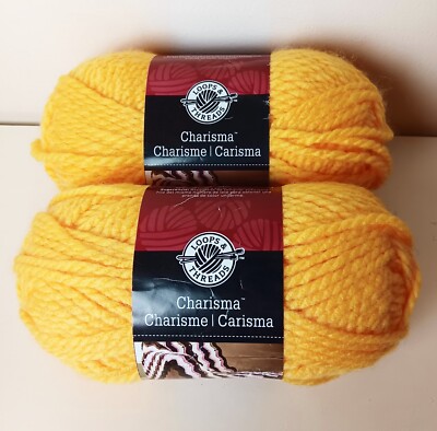 Loops & Threads Charisma Yarn Yellow Acrylic Chunky Yarn Lot of 2 Skeins