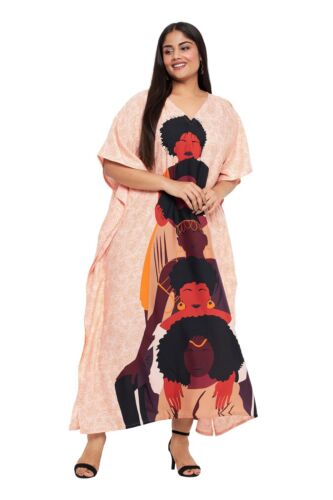 Women Kaftan Plus Size Hippie Boho Dress Kimono Long Maxi Summer Beach Sundress - 第 66/122 張圖片