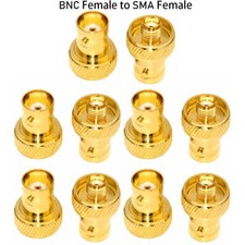 10x Gold BNC Female to SMA Female Disc RF Coaxial Connector Adapter Gold Plated