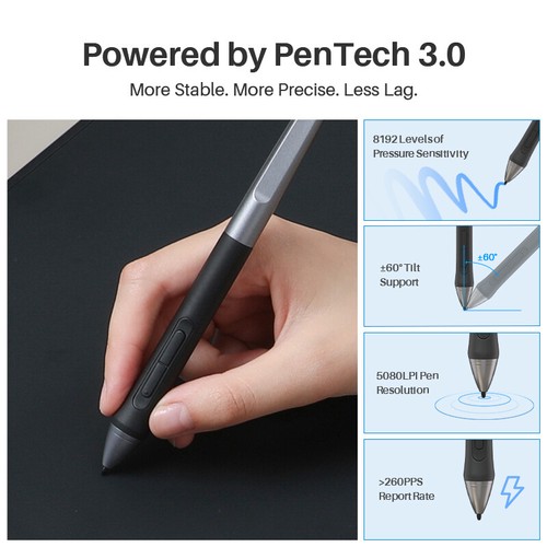 Huion Inspiroy 2 L Zeichnungsgrafik Tablet Huion PenTech 3.0 generalüberholt H1061P - Bild 8 von 10