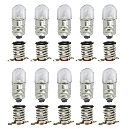 MeetUs 10 set Lampadine LED 12v Bianco Caldo AC E10 Lampadine SMD 0,5 W (M4h)