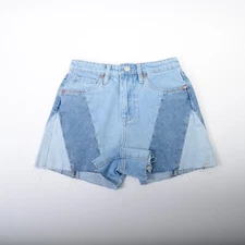 Blanc NYC The Reeve Patchwork High-Rise Denim Shorts Size 24/XS