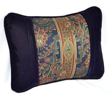 NEW Pillow made w Ralph Lauren Norris Floral Stripe Paisley Blue  Velvet Fabric