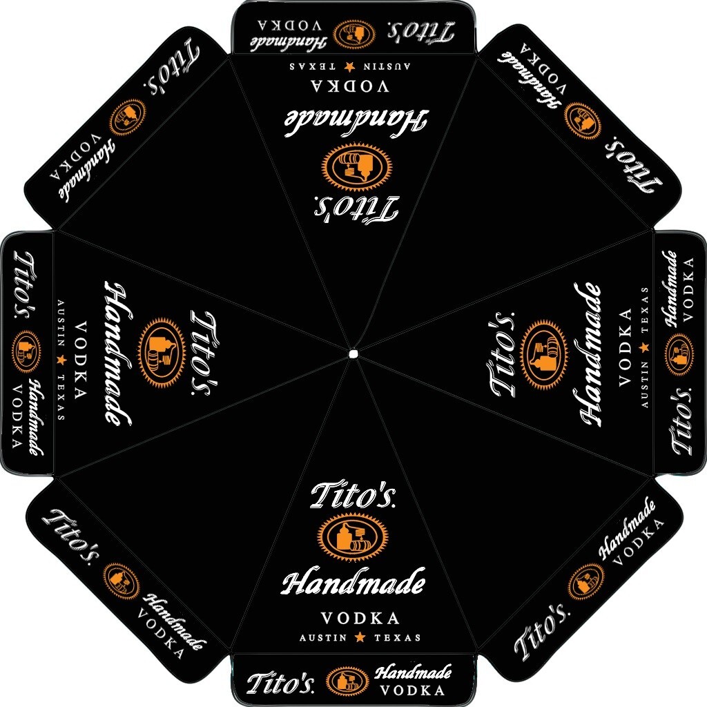 TITO'S HANDMADE VODKA 9 FT BEER UMBRELLA MARKET PATIO STYLE HUGE BLACK ROUND NEW