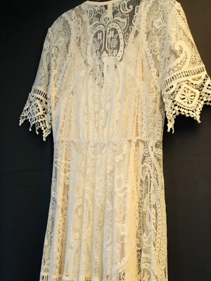 Jupe Vintage Longue Spell & The Gypsy Rhiannon - Taille S Beige Dentelle - Occasion Parfait état