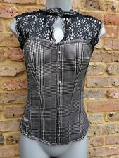 Corset Story Black And Grey Guipure Lace Overbust Corset Top Size 20 UK