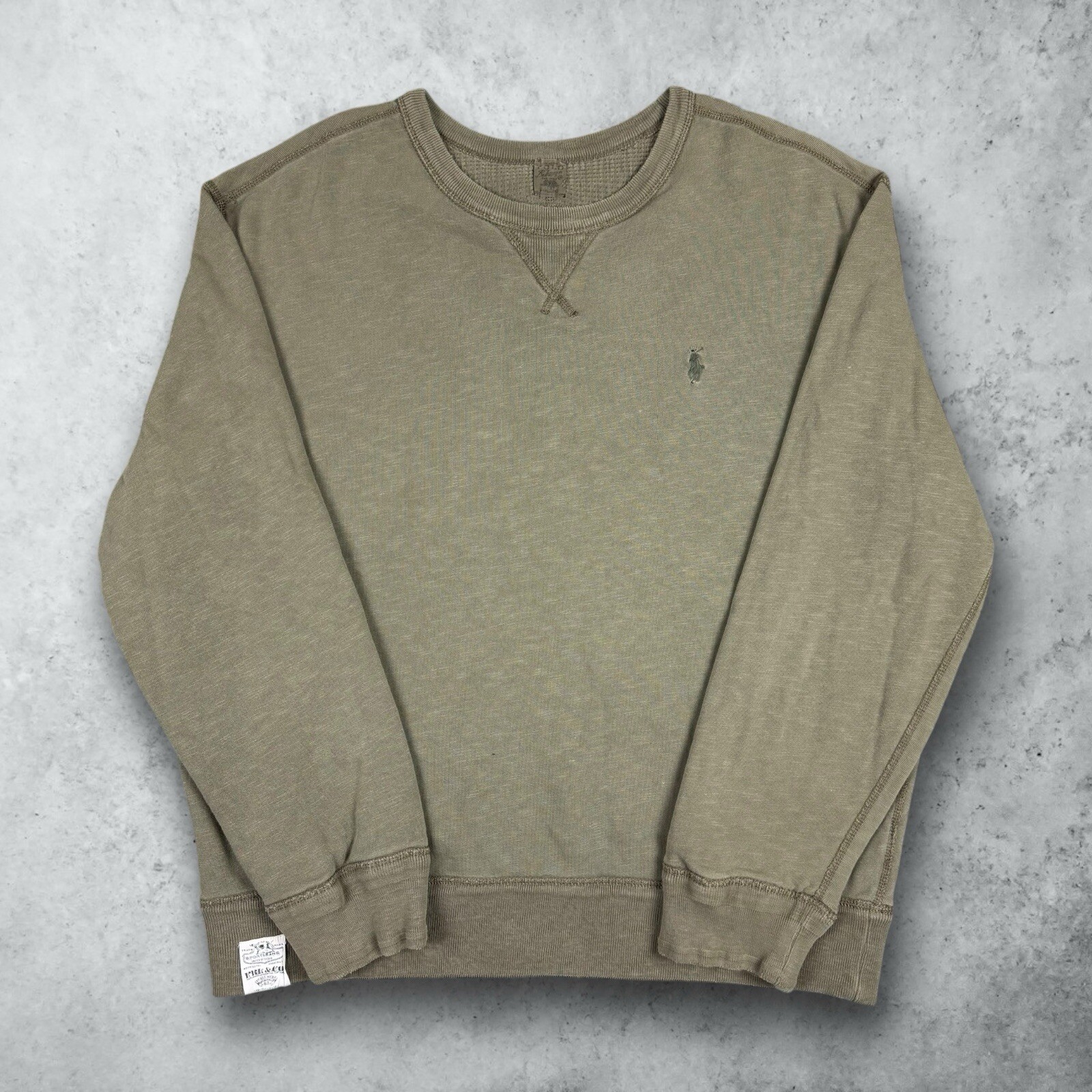 Polo Ralph Lauren felpa girocollo pony piccola foderata termica verde XL