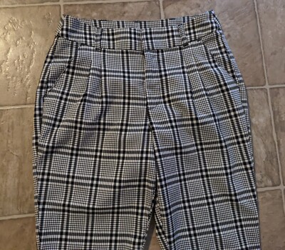 New Abercrombie & Fitch sz S Plaid Pants pleated front black