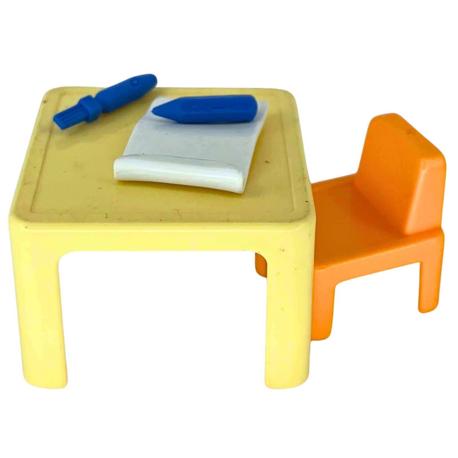 Playmobil Kids School Furniture Set with Yellow Table Chair and Pencils for City Play-image