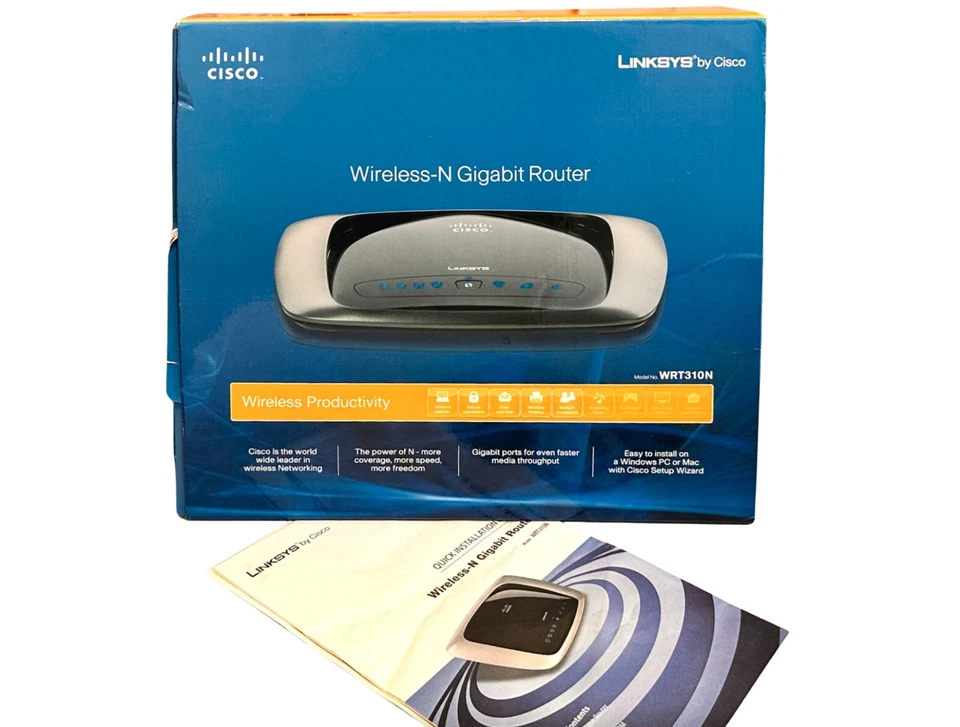 CISCO Linksys Wireless-N Gigabit Router WRT310N Cables & CD Windows or Mac - Image 3 of 4