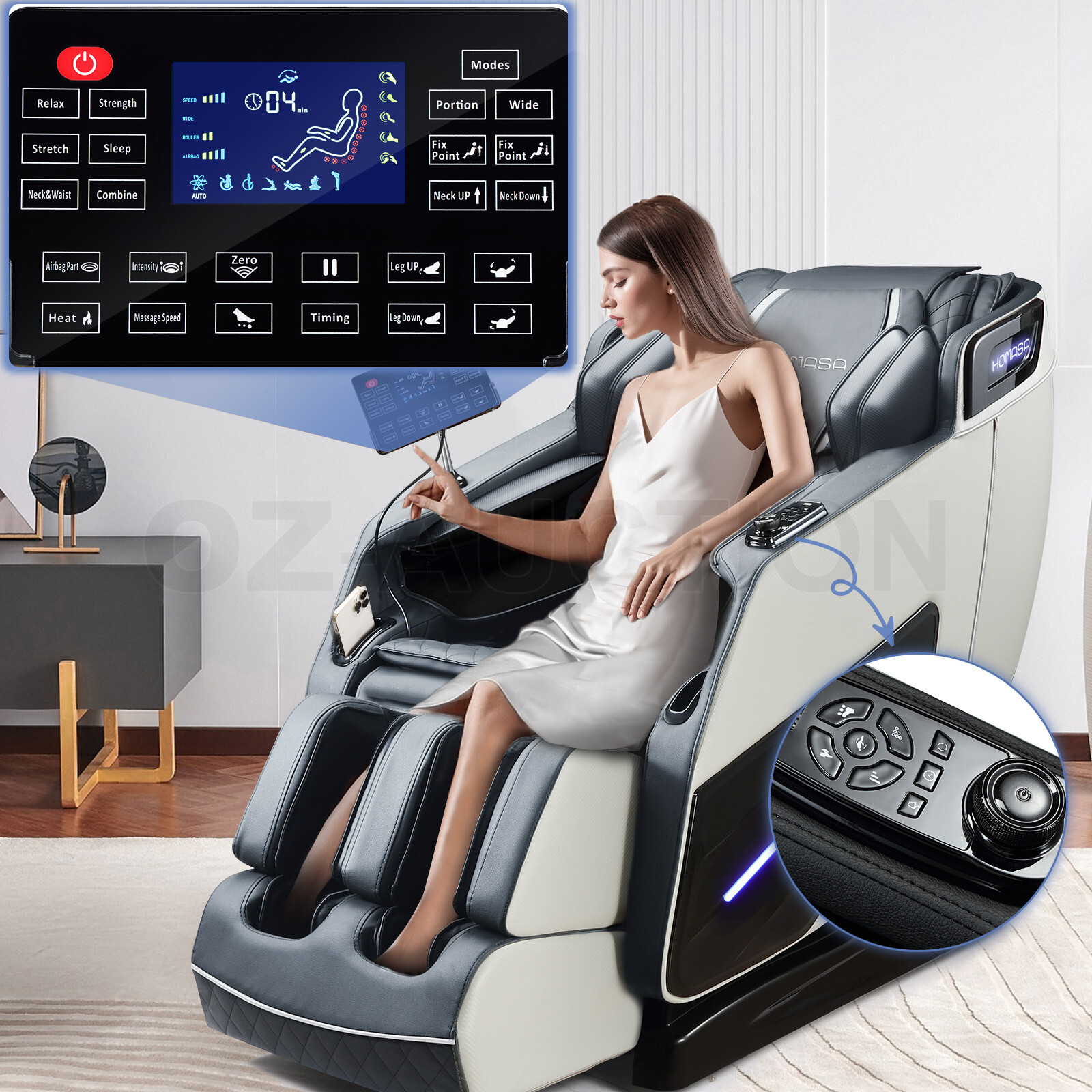 Homasa 4D Electric Massage Chair Full Body Shiatsu Neck Relax Shoulder