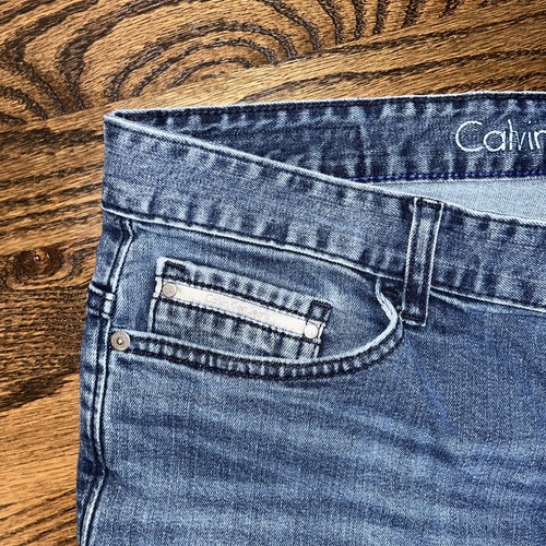 Calvin Klein Mens Size 36x27 Med Wash Straight Leg Denim Jeans - Picture 3 of 11