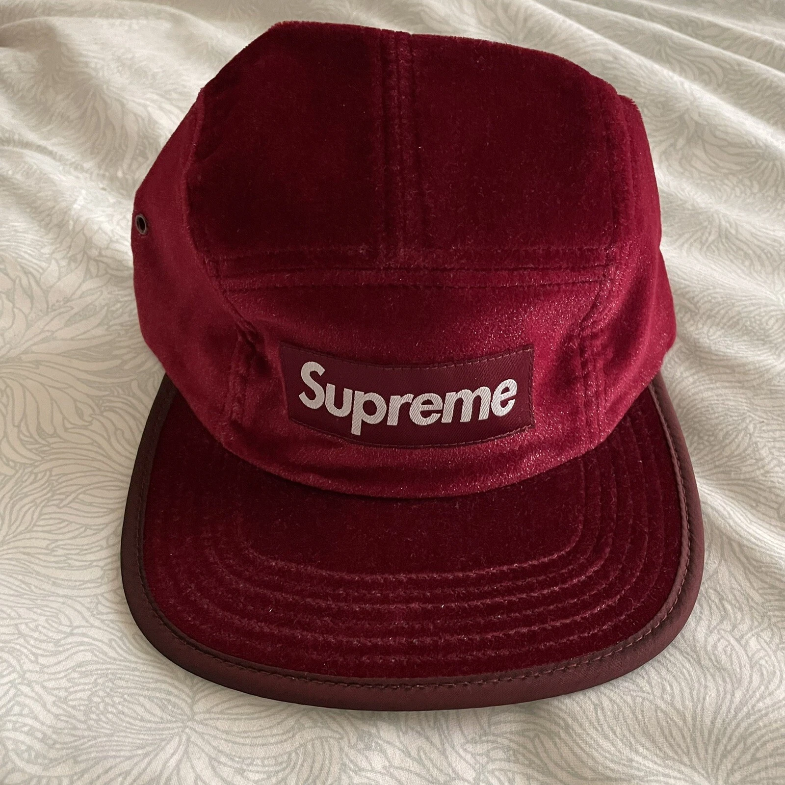 Supreme Shimmering Velvet Camp Hat New 2016/17 Drop Authentic Box Logo