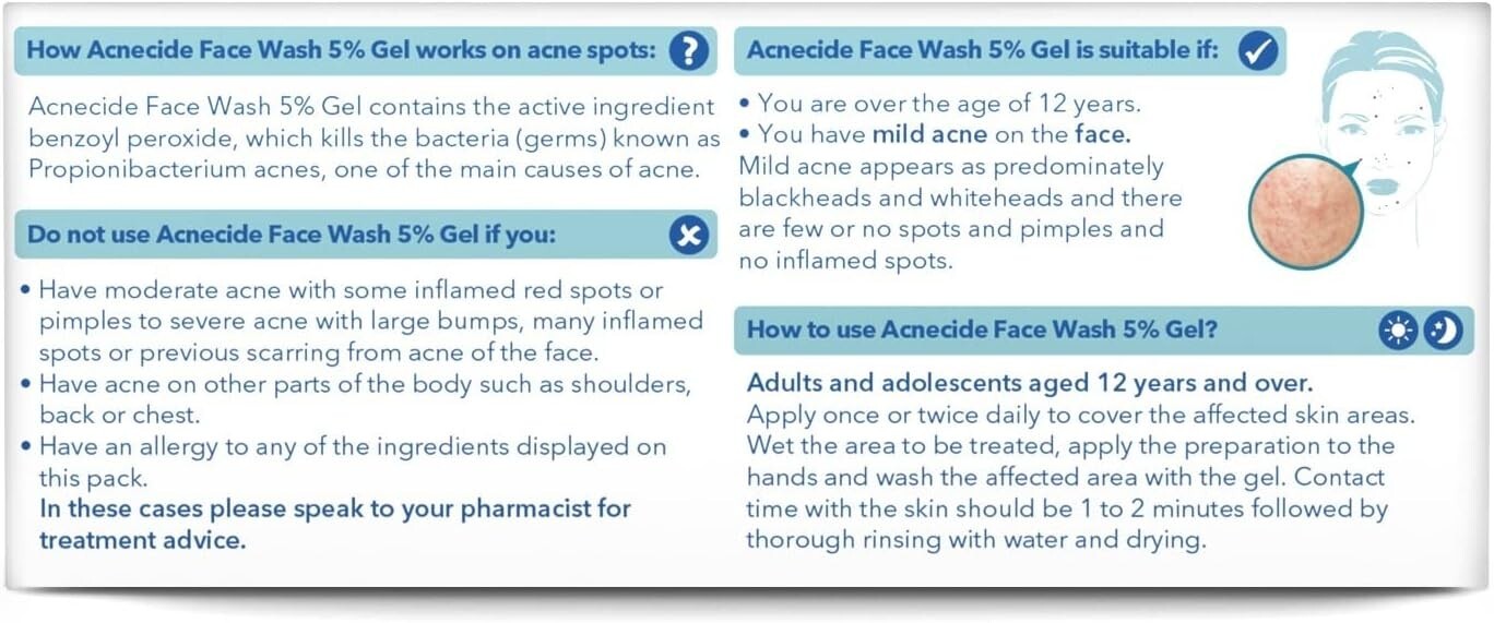 Acnecide Face Wash, 50g, for Acne Treatment & Spot Treatment 5 Benzoyl