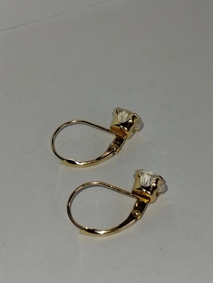 PENDIENTES CZ Diamonique 14kt 0,95 cttw - Palanca trasera - De colección Foto 2 de 4