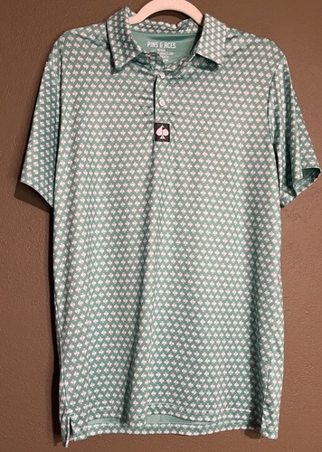 PINS AND ACES Green Ace of Spade Golf Performance Polo Shirt Men’s size Medium