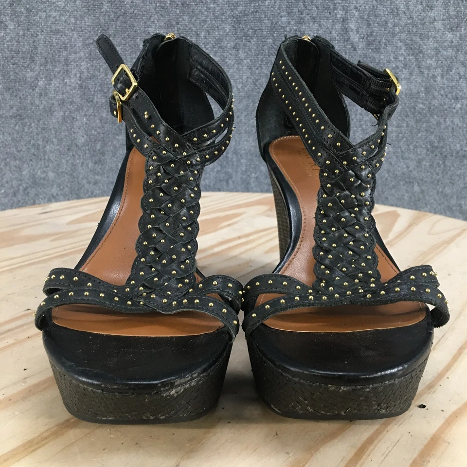 Lauren Ralph Lauren Sandals Womens 7.5 B Zip Platform Ankle Strappy Wedge Black - Image 4 of 4