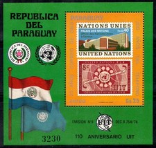 Paraguay 1976 Mi. Bl. 291 Bloc Feuillet 100% Poste aérienne Neuf ** ONU, UIT