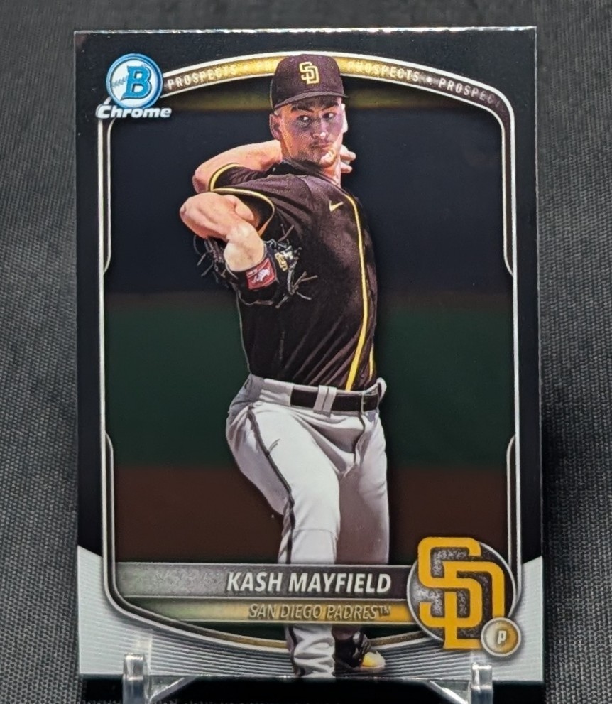 Kash Mayfield Chrome Prospect Rookie RC 2025 Bowman Draft Card #BDC-95 Padres