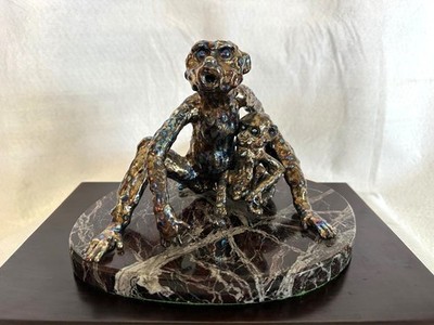 Titanium Sculpture by Artist F. Brigati ''Daddy's Little Girl'' Marble Base