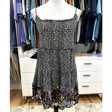 BP Women's Black Sleeveless Floral Tiered Sundress Mini Adjustable Straps S NWOT