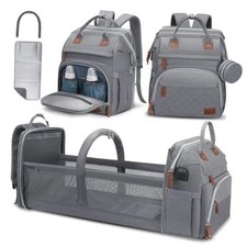 Diaper Bag Backpack Large Capacity Baby Diaper Bag with Changing Light Grey